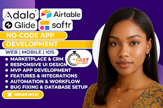 build mobile app adalo glide airtable softr client portal webapp saas mvp expert