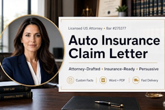 write a compelling auto insurance claim letter as a US attorney