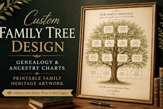 design a beautiful custom family tree and genealogy chart
