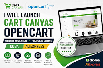 launch cart canvas opencart website migration products listing doba aliexpress
