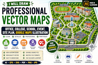 draw office, college, school, event, site plan, google vector maps illustration