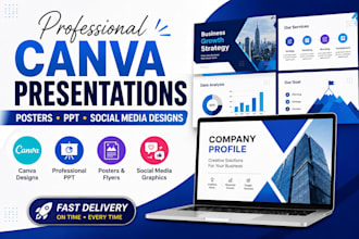 design professional canva presentations and posters