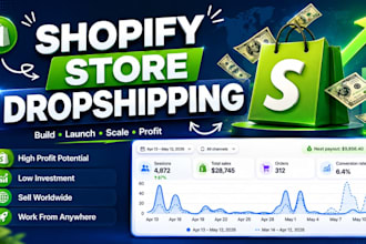 build shopify store, shopify website, or dropshipping store