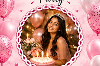 pink birthday invitation poster