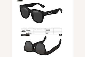 design professional eyewear tech pack design, factory tech pack and 3d rendering
