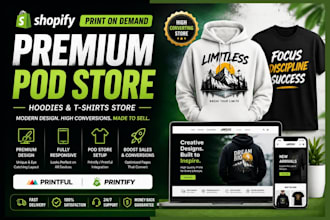 settup and design a shopify print on demand store for hoodies and t shirt