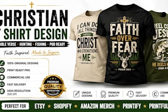 design christian t shirt, bible verse, hunting and fishing shirt