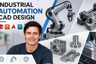 industrial automation cad, robotic component 3d modeling, cnc machine parts