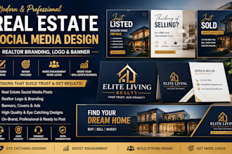 modern real estate social media posts and realtor branding, logo and banner