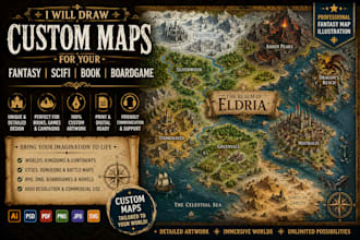 draw a custom map for fantasy, scifi, book or boardgame illustration