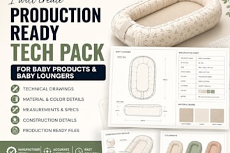 create production ready tech pack for baby products and baby loungers