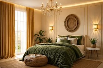 desigbeige gold bedroomcozy luxurious bedroom with golden accents