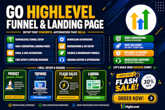 design gohighlevel product lunch, tripwire, flash sales funnels, landing page
