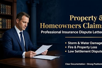 write a professional property or homeowners insurance claim letter