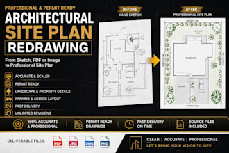 redraw professional architectural site plan for permit and presentation