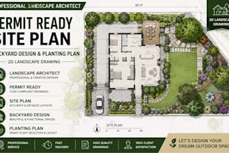 do permit ready site plan backyard landscape planting plan  and landscape plan