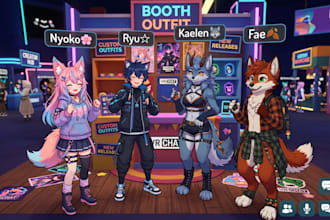 custom vrchat avatar, anime vrc avatar, furry nsfw 3d model, vrchat booth outfit