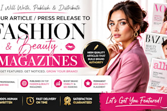 write and publish your article press release to fashion and beauty magazine