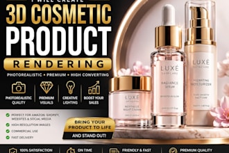 create photorealistic 3d cosmetic product rendering and packaging design
