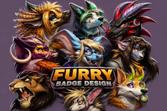 draw furry ych furry art fursona headshot badge stickers emote pack