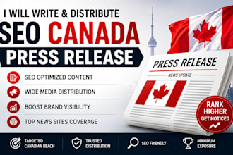 write and distribute SEO canada press release on top news sites