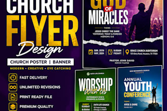 design modern church flyer, church poster and church banner