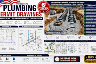 plumbing permit drawings drainage plan stormwater layout autocad usa