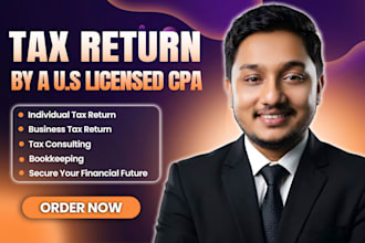 handle US tax filing form 1040 1065 1120 and 1120s as a CPA