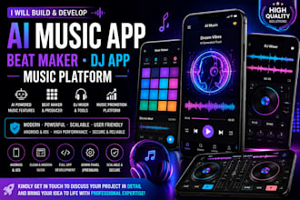 build ai music promotion app, beat making app, dj app, ai music app
