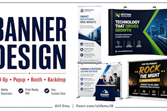 design roll up banner, trade show display, and event backdrop artwork