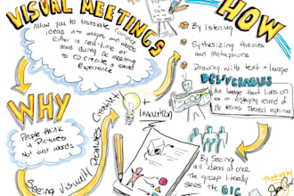 create sketchnote, visual notes, infographic and hand drawn illustrations