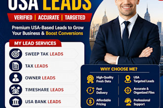 provide sweep tak lead, owner timeshare lead, USA bank lead