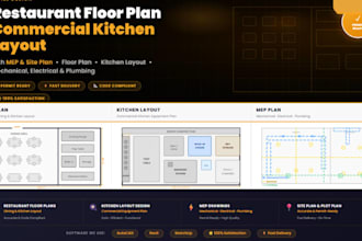 design restaurant floor plan commercial kitchen layout with mep and site