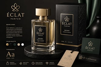 design luxury 3d bottle perfume, logo, label and packages ready for manufacture