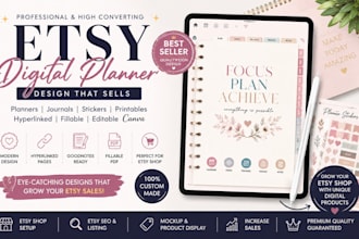 design etsy digital hyperlinked goodnotes journal printable canva planner