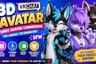 3d vrchat avatar, furry avatar commission, vrc avatar vr character nsfw