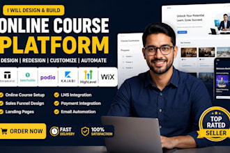 design thinkific teachable podia kajabi ghl lms online course school website wix