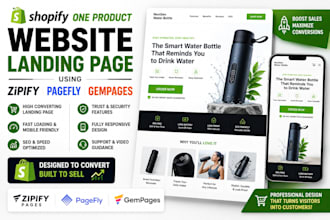 build shopify one products websites landing page using zipify pagefly gempages