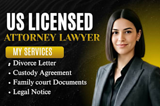 draft divorce letter for family court document custody agreement, legal notice