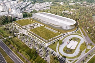 restore 3d sports centre,speed skating track,racing track,court indoor rendering