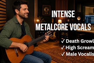 record intense modern metalcore, death growls, high scream male metal vocalist