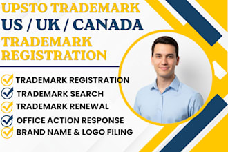 do trademark registration USA, uk, eu canada and search, upsto trademark