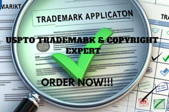 prepare registar trademark your brand, copyright creative art, music book