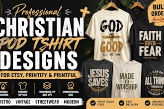 design christian bulk print on demand pod tshirt designs for printful etsy merch