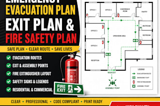 design professional emergency evacuation plan, exit plan, fire safety plan