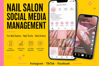 manage instagram and tiktok social media for nail salons and nail artists