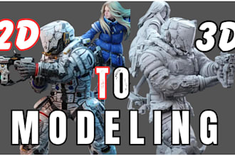 convert 2d image to 3d character model, 3d printable anime 3d toy 3mf stl file