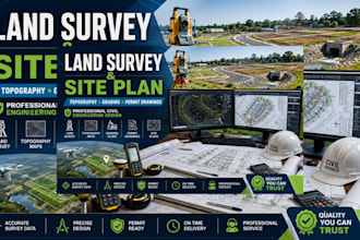 draw land survey plans, site plans, topography and grading permit drawings