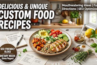 develop custom SEO food recipes for keto, vegan, and healthy diets