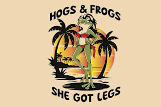 design bachelor party hogs and frogs logo